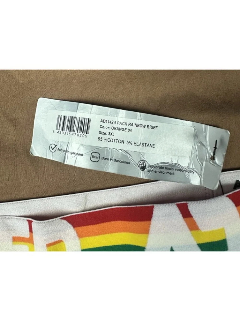 ADDICTED Rainbow Pride Briefs Orange Cotton Men's Underwear Size 3XL / 40 NWT